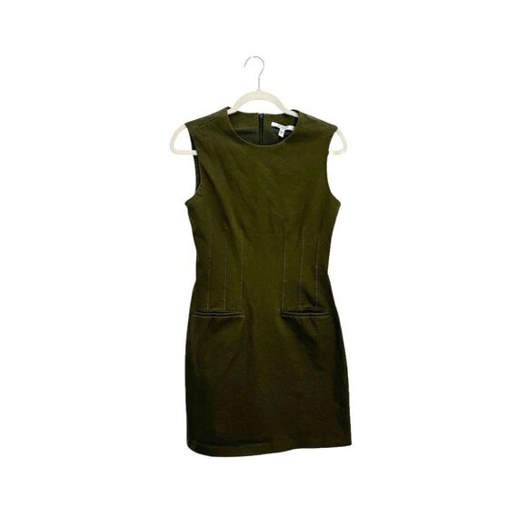 DEREK LAM 10 CROSBY Rooney Cotton-Blend Mini Dress in Army Olive - Picture 9 of 13